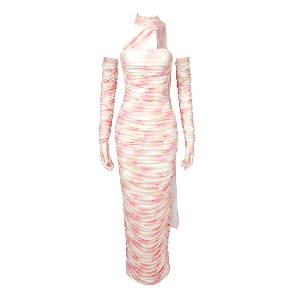 Robe femme ajustée avec manches asymétriques et drapé élégant - Heidi-Mode