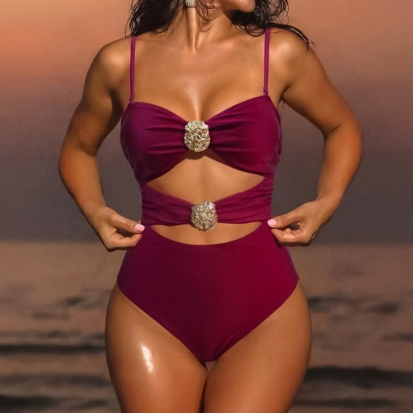 Maillot de bain une pièce pour femmes avec des détails de lacet raffinés R&B