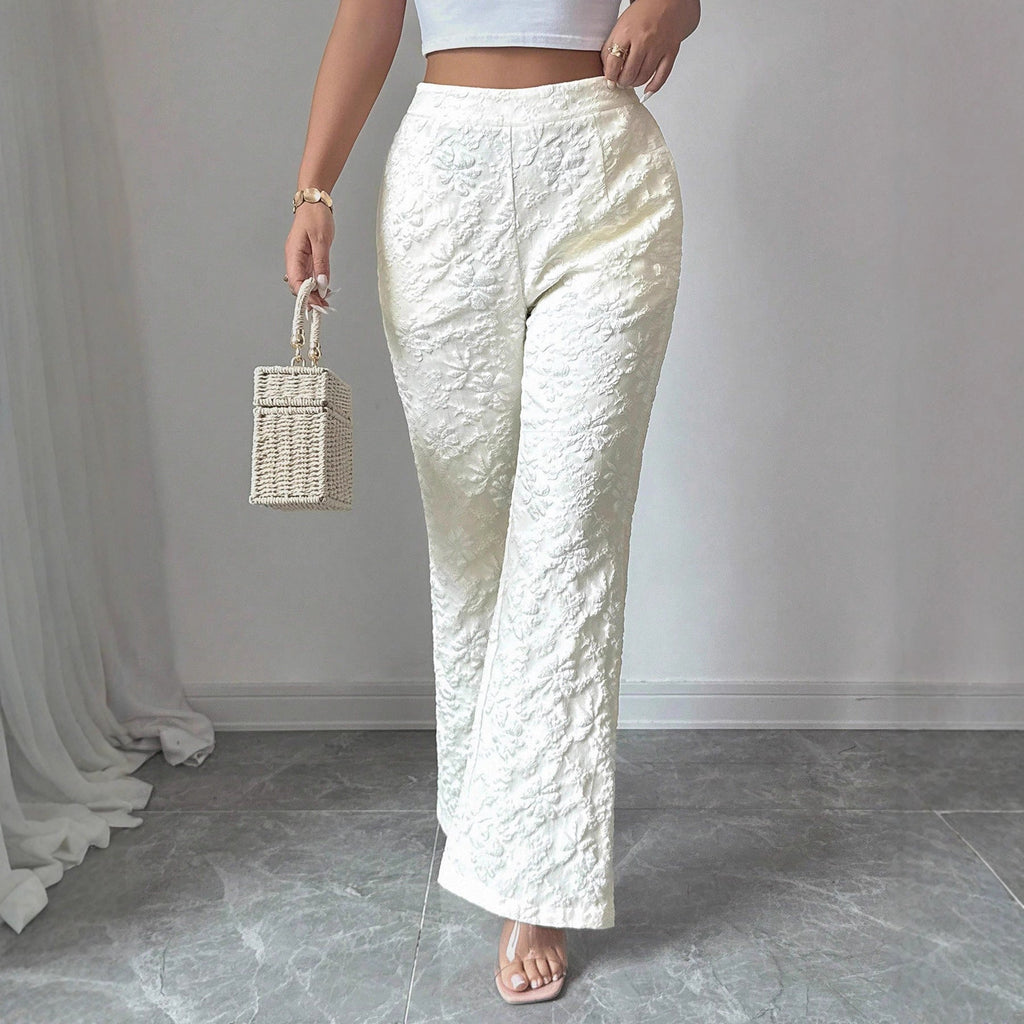 Pantalon élégant pour femmes avec une coupe haute et un motif floral R&B
