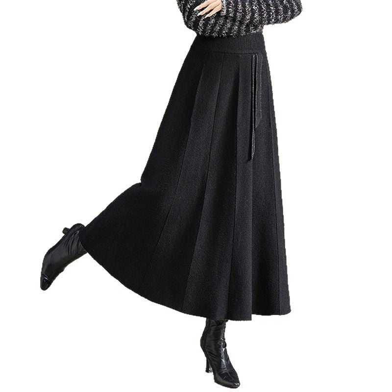 Jupe maxi évasée pour femmes avec fermeture éclair latérale