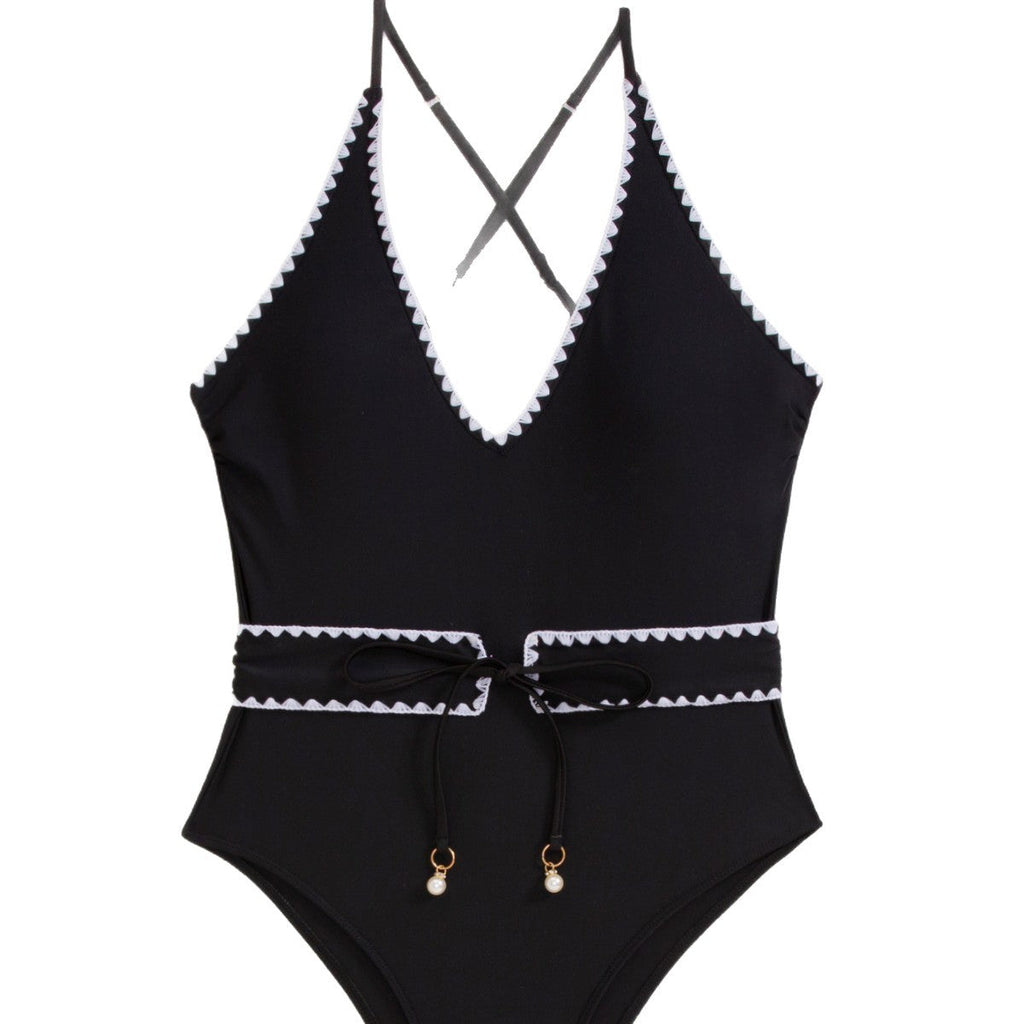 Maillot de bain élégant et tendance pour femmes avec décolleté en V profond et détail de ceinture Echo Archiv