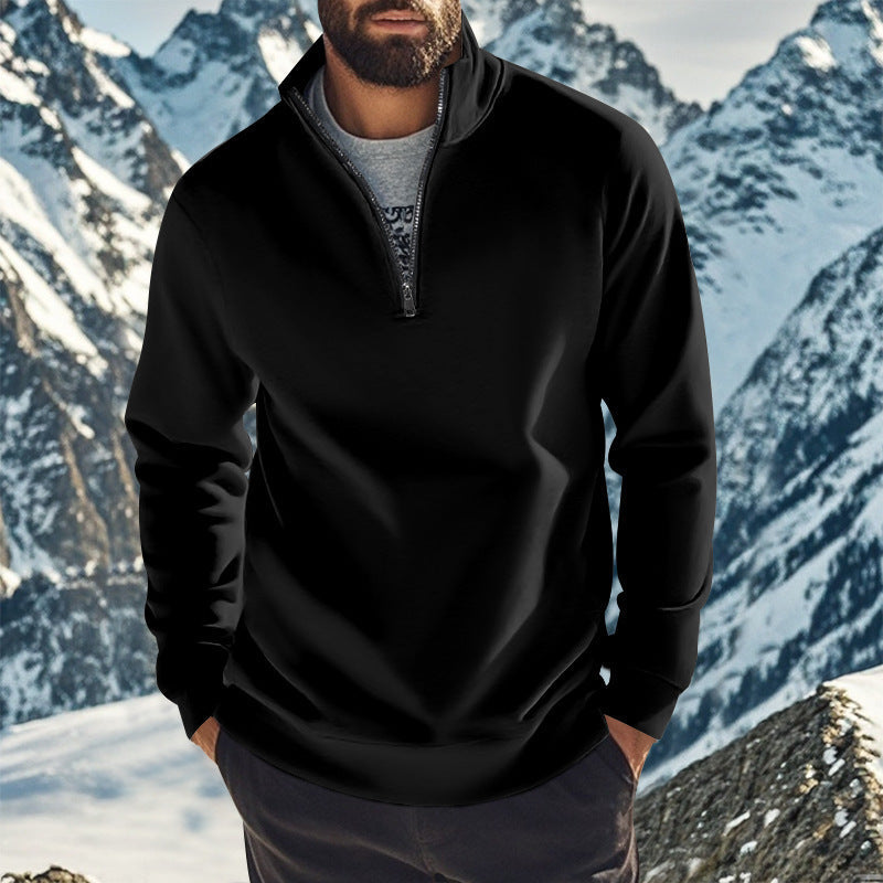 Sweat-shirt homme confortable à demi-zip avec col montant, intérieur légèrement gratté et ourlet côtelé Echo Archiv