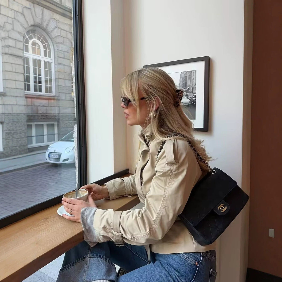 Veste trench courte pour femmes, à la mode et élégante