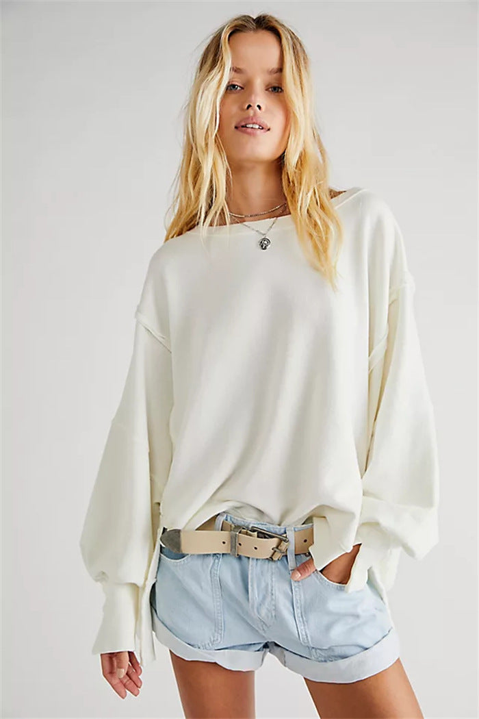 Sweatshirt oversized pour femmes avec manches ballon, coutures ouvertes et fentes latérales Echo Archiv