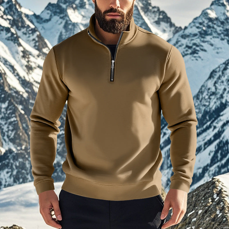 Sweat-shirt homme confortable à demi-zip avec col montant, intérieur légèrement gratté et ourlet côtelé Echo Archiv