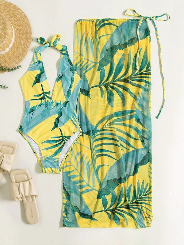 Maillot de bain élégant pour femmes avec motifs floraux et sarong assorti Echo Archiv