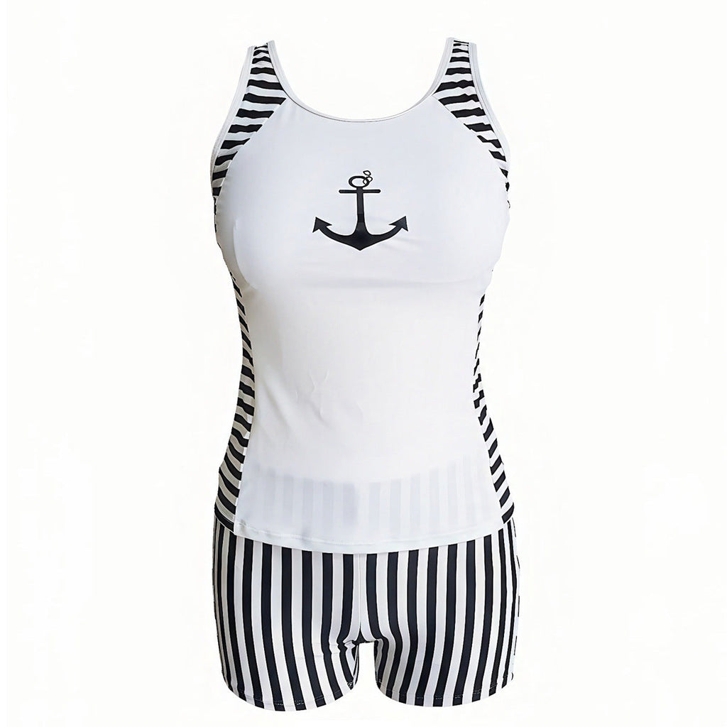 T-shirt de sport pour femmes taille haute au design maritime R&B