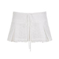 Jupe courte pour femmes avec taille ajustable et design floral brodé R&B