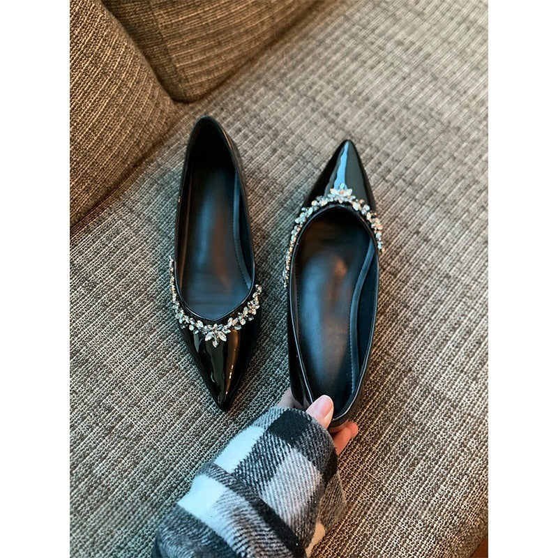Ballerines élégantes pour femmes avec ornement en strass scintillant R&B