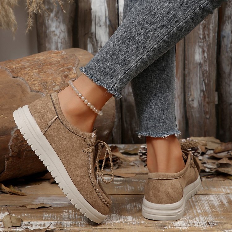Mocassins pour femmes en daim doux avec semelle antidérapante R&B