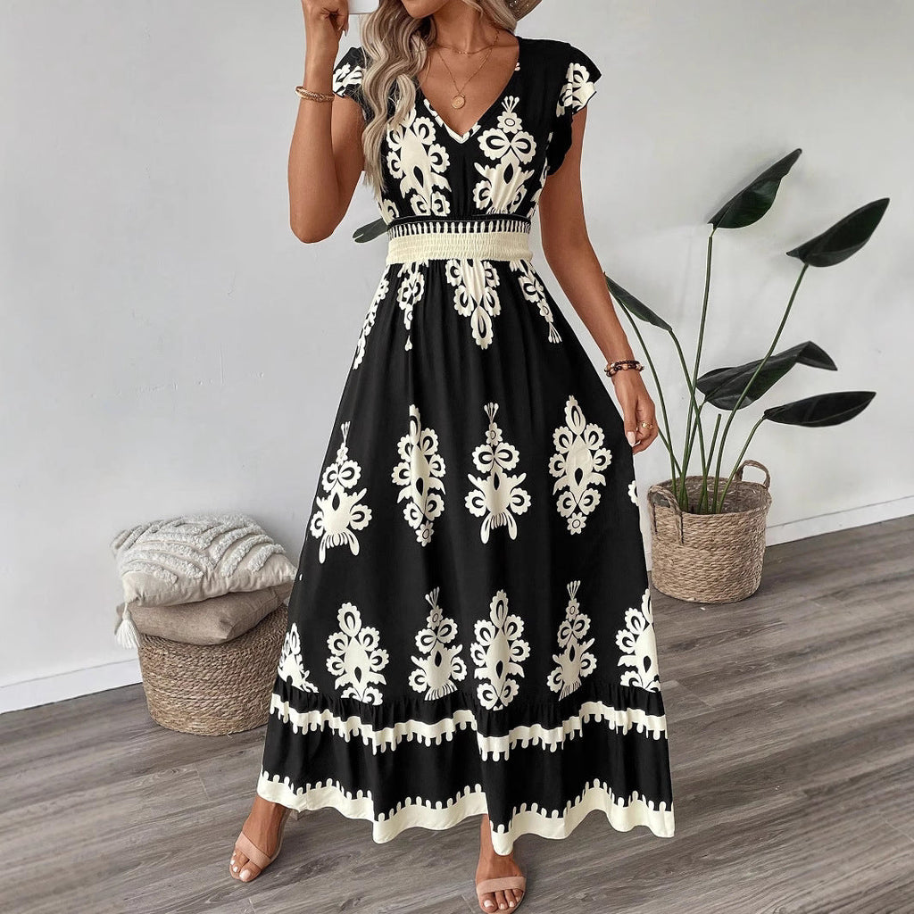Robe maxi élégante pour femmes avec un fascinant imprimé R&B