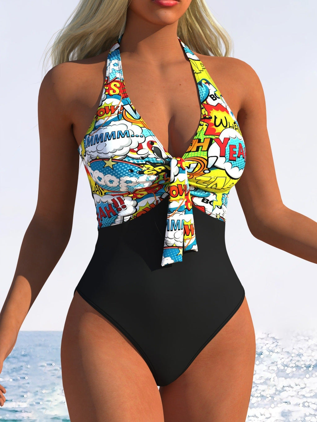Maillot de bain une pièce pour femmes avec surface en chiffon froncé et détail élégant en nœud R&B