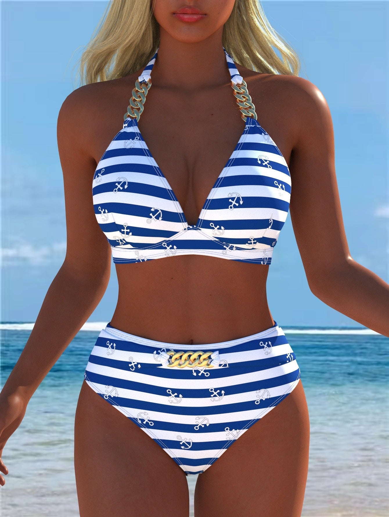 Bikini pour femmes avec motif marbré luxueux et détails raffinés R&B