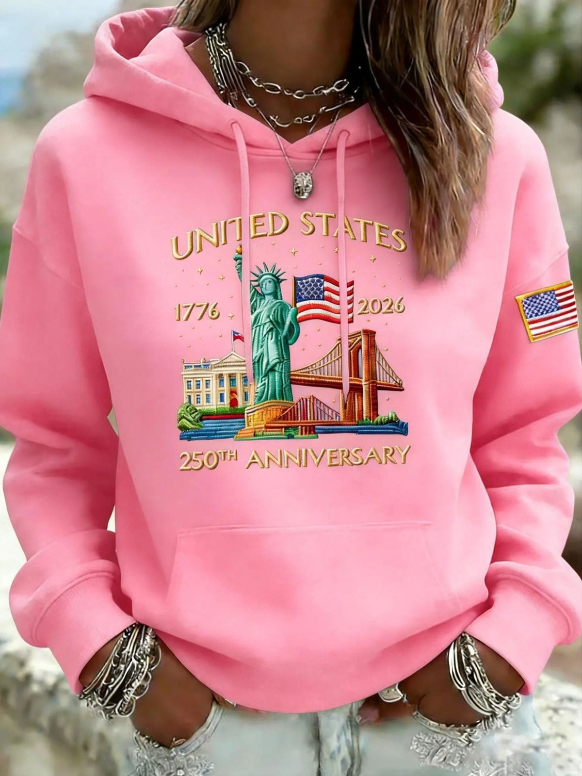 Sweat à capuche créatif pour dames avec un motif statuesque unique Echoarchiv