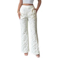 Pantalon élégant pour femmes avec une coupe haute et un motif floral R&B