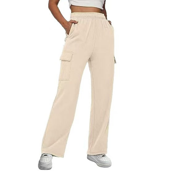 Pantalon de jogging cargo relaxed-fit pour femmes avec jambe droite, taille élastique et poches plaquées Echo Archiv