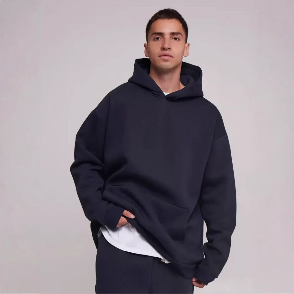 Homme nan lourd hoodie boxy en polaire avec épaules tombantes, capuche renforcée et poche kangourou Echo Archiv