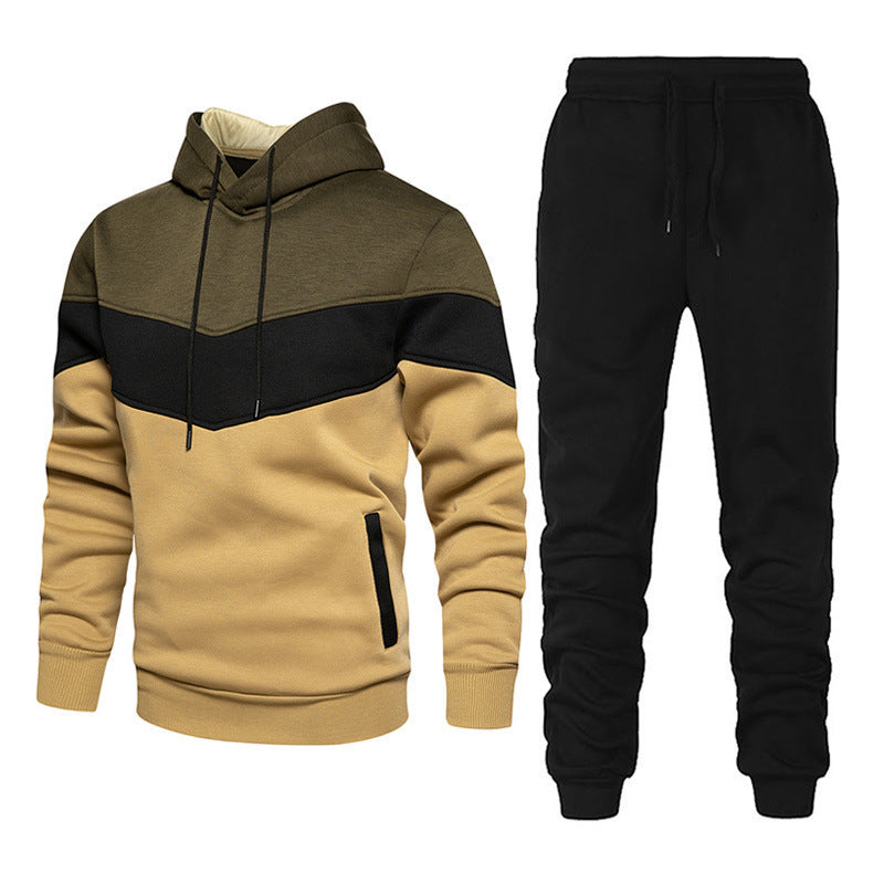 Ensemble athleisure pour hommes avec capuche en chevron, sweat à capuche en polaire et pantalon de jogging fuselé Echo Archiv