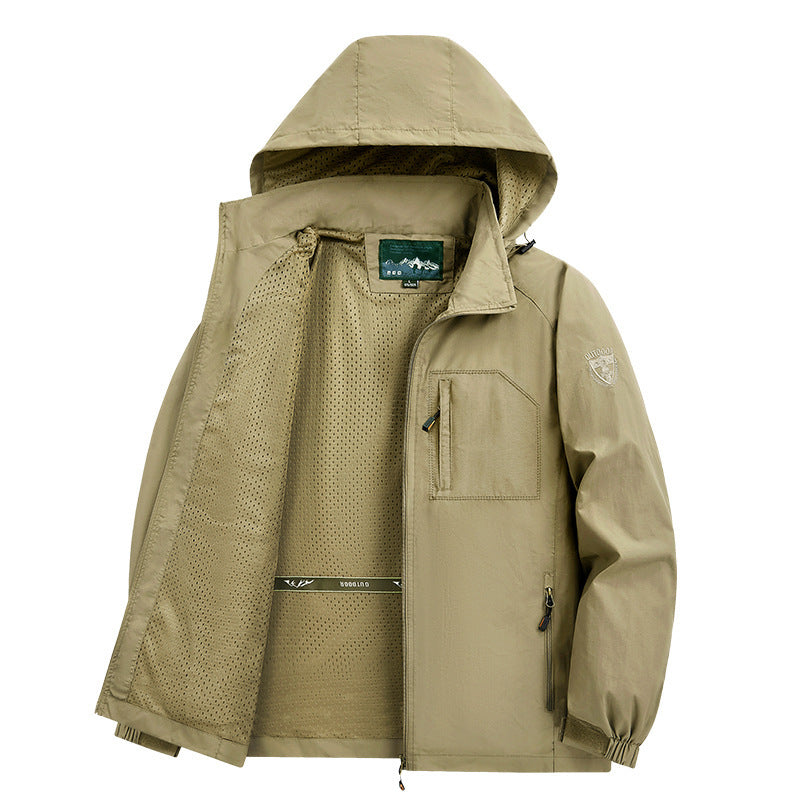 Veste de transition légère pour hommes, déperlant, avec capuche et poches zippées fonctionnelles Echo Archiv