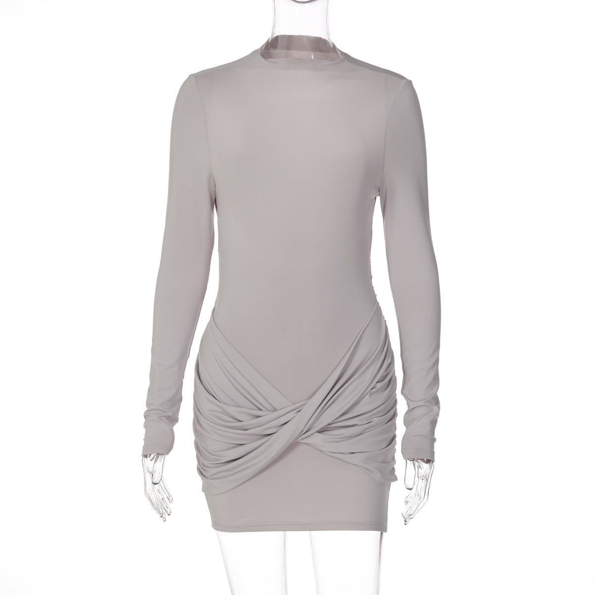 Robe courte ajustée pour femmes avec encolure ronde et fronces Heidi-Mode
