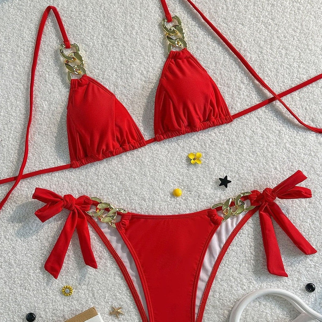 Bikini triangle pour femmes avec éléments décoratifs en chaîne Echo Archiv