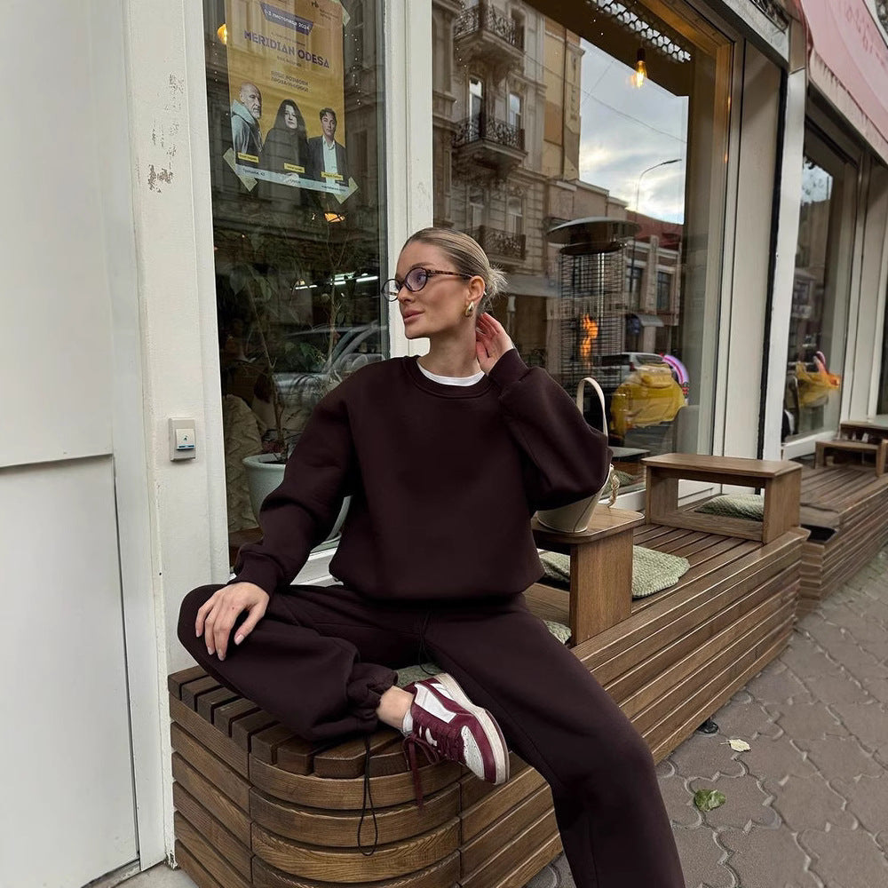 Ensemble Sweatshirt Oversize pour Femmes et Pantalon de Jogging Taille Haute en Mélange de Coton Brosse Echo Archiv