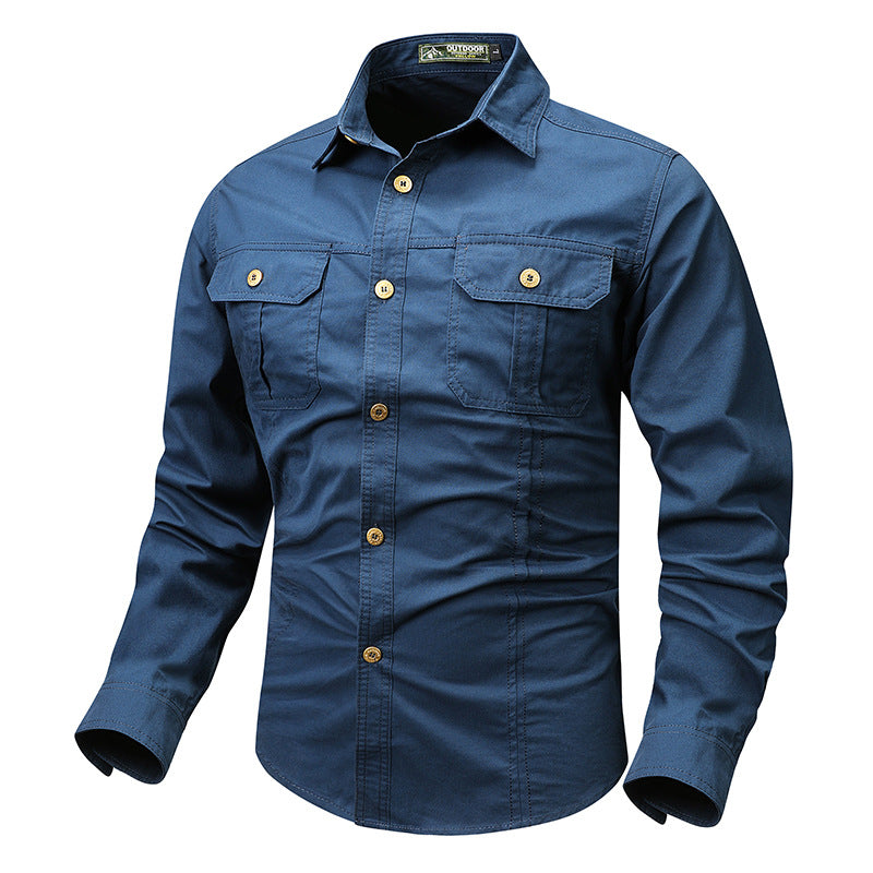Chemise en toile robuste pour hommes avec poches poitrine doubles et boutonnière intégrale Echo Archiv