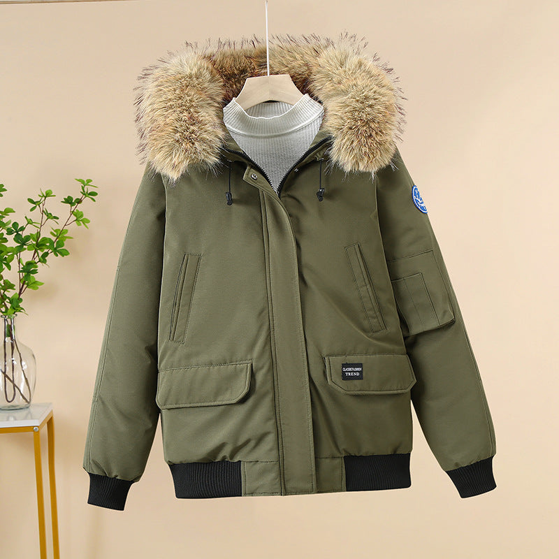 Veste bomber matelassée pour femmes avec capuche en fausse fourrure amovible, poignets côtelés et fermeture éclair à double sens cachée Echo Archiv