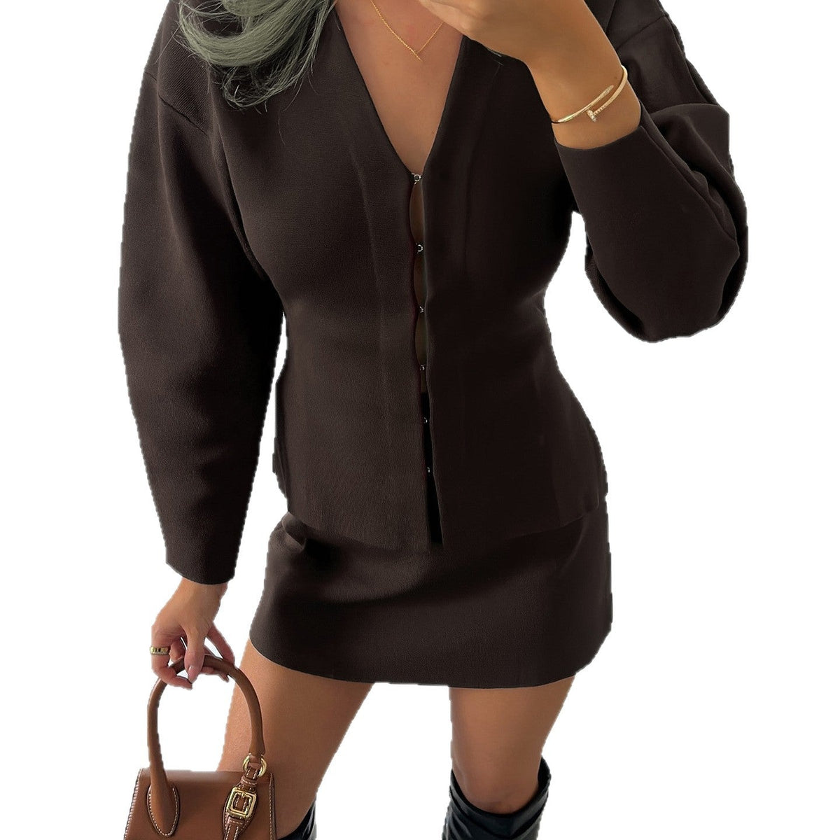 Cardigan fin ajusté pour femmes avec décolleté en V et fermeture à crochet Echo Archiv