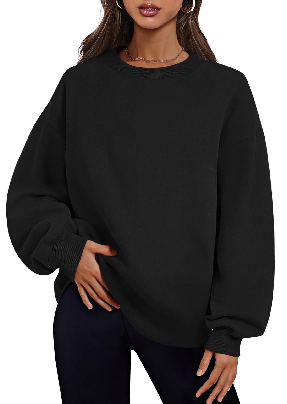 Pull-over long et oversize pour femmes avec poches latérales, bords côtelés et épaules tombantes Echo Archiv