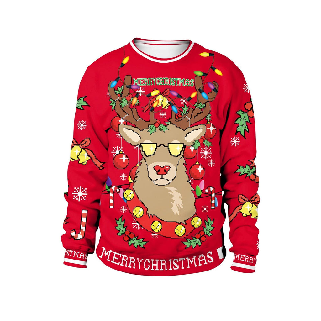 Sweat-shirt de Noël amusant pour femmes avec un motif unique de renne Echoarchiv