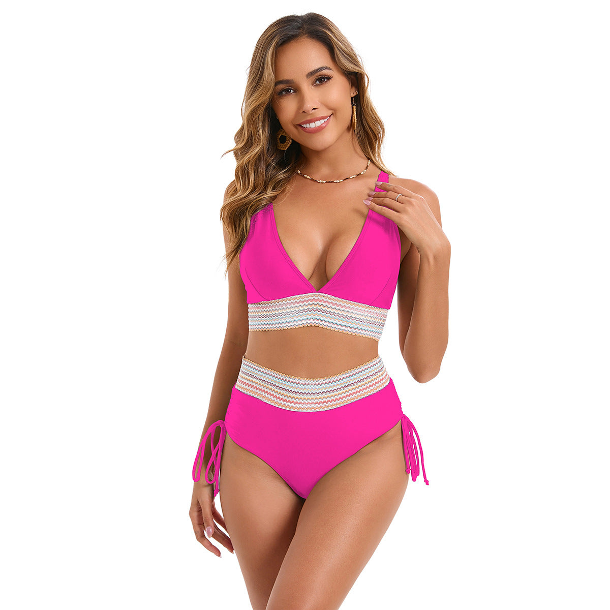 Ensemble de bikini taille haute pour femmes avec détails tendance en lacets R&B