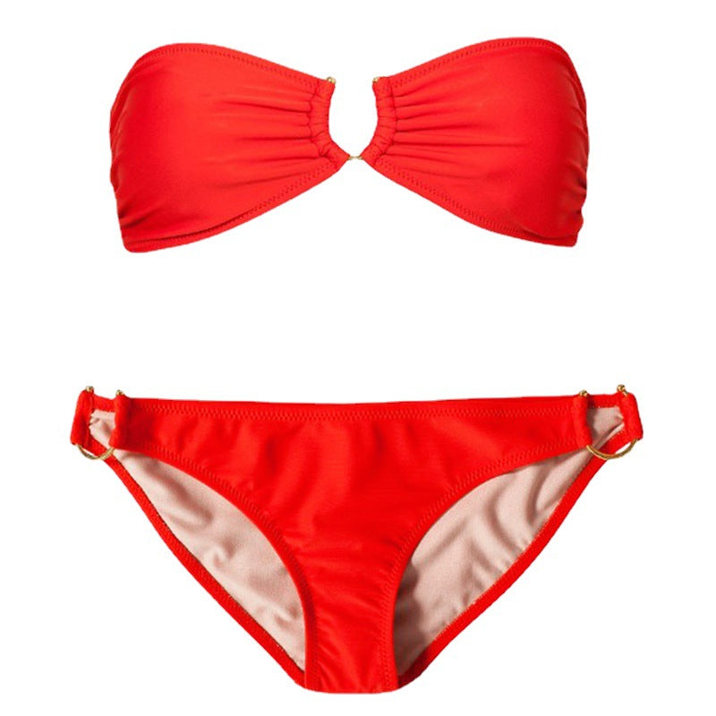 Bikini bandeau pour femmes avec anneau décoratif R&B