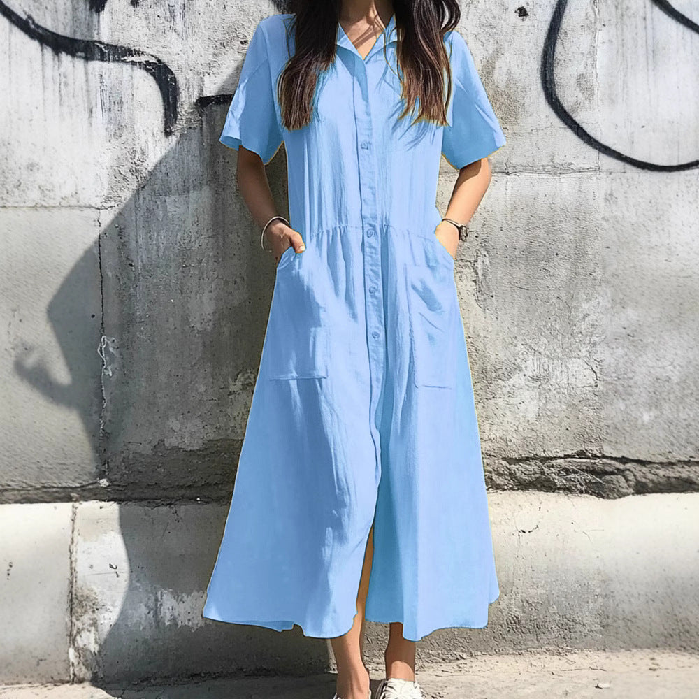 Robe chemise femme avec poches et design à boutons R&B