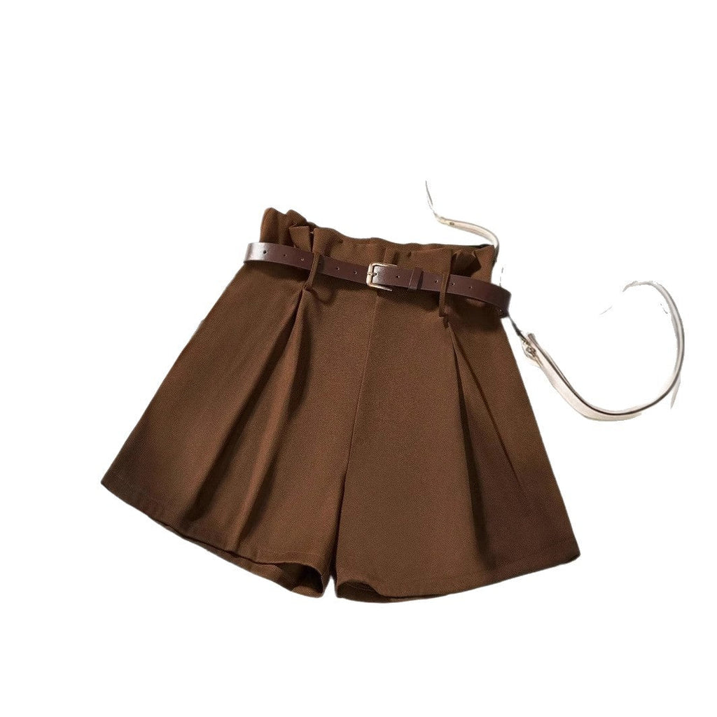 Shorts en crayon pour femmes avec ceinture et plis élégants R&B