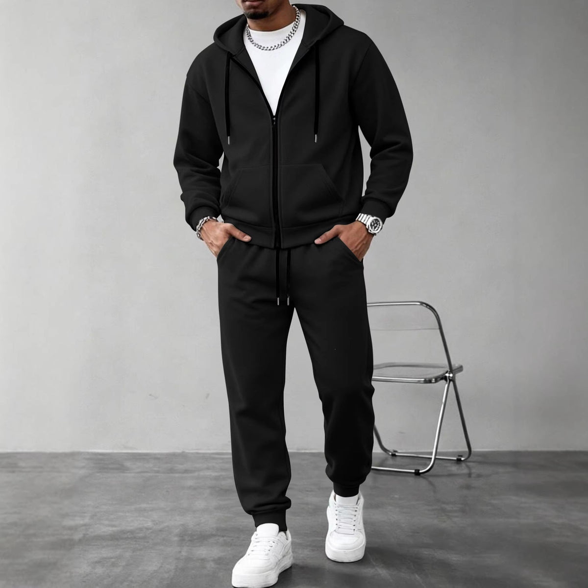 Ensemble de survêtement pour hommes en deux parties avec veste à capuche zippée et pantalon de jogging ajusté Echo Archiv