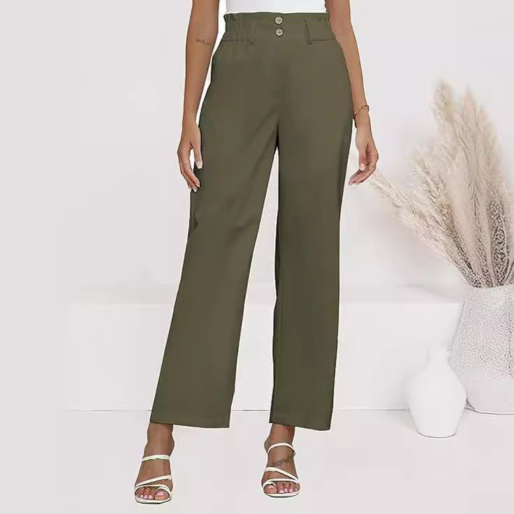 Pantalon Palazzo à taille haute pour femmes avec taille Paperbag
