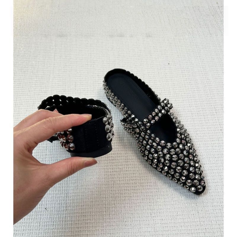 Mules élégantes et glamour pour femmes avec des ornements en strass R&B