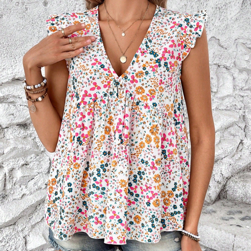 Chemisier pour femmes avec design floral et décolleté en V Heidi-Mode