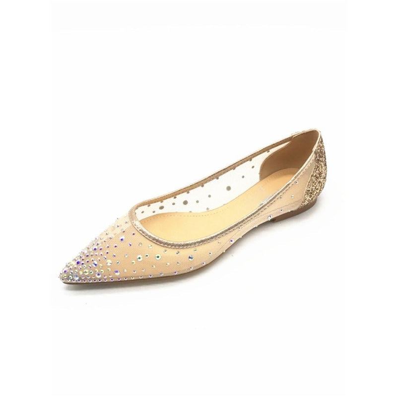 Ballerines élégantes pour femmes avec décoration en strass scintillant R&B