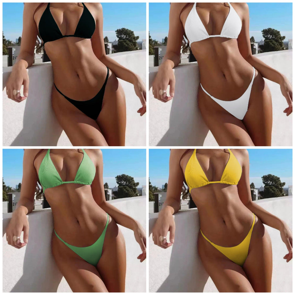 Bikini triangle femme avec une fine structure côtelée R&B