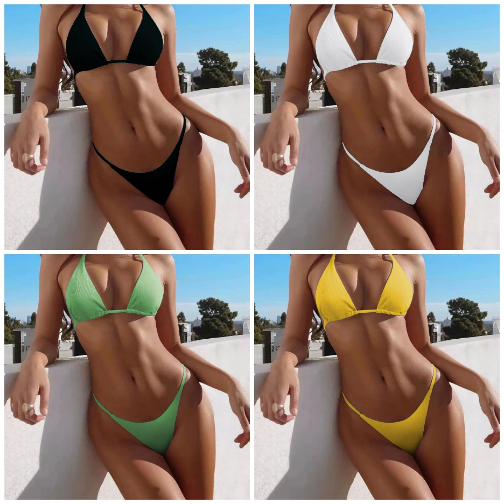 Bikini triangle femme avec une fine structure côtelée R&B