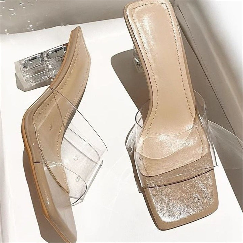 Mules transparentes élégantes pour femmes R&B