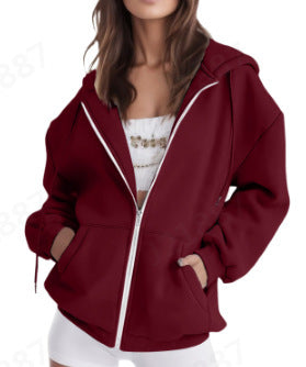 Veste à capuche zippée oversize pour femmes avec fermeture éclair contrastante, capuche double épaisseur et poche kangourou Echo Archiv