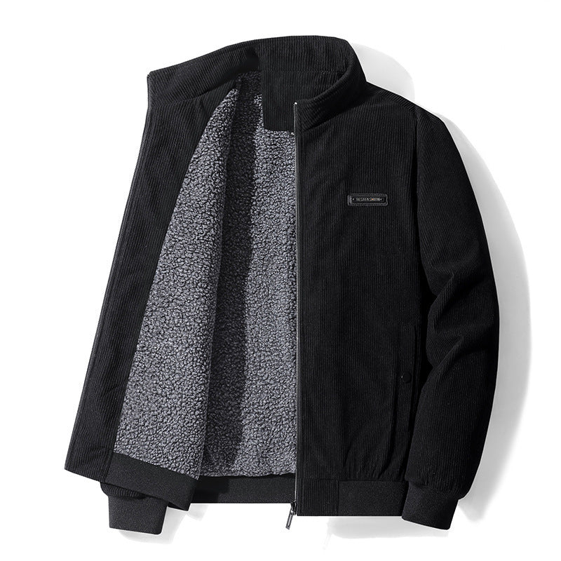 Veste en velours côtelé douce pour hommes avec doublure en polaire