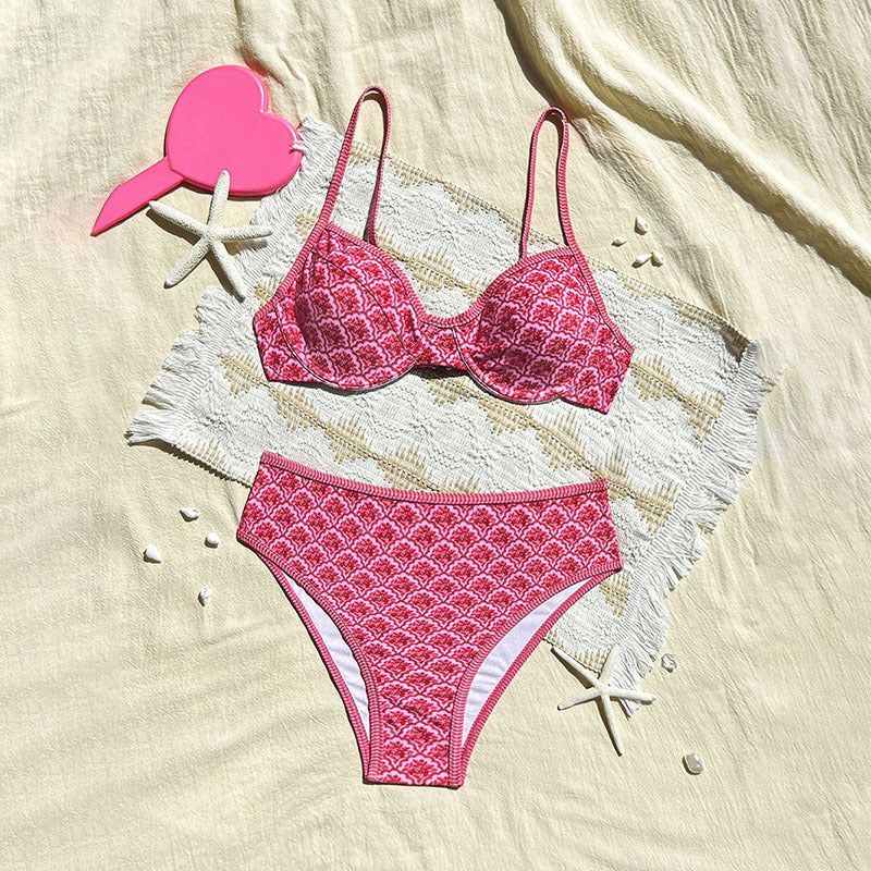 Bikini taille haute pour femmes avec motif élégant R&B