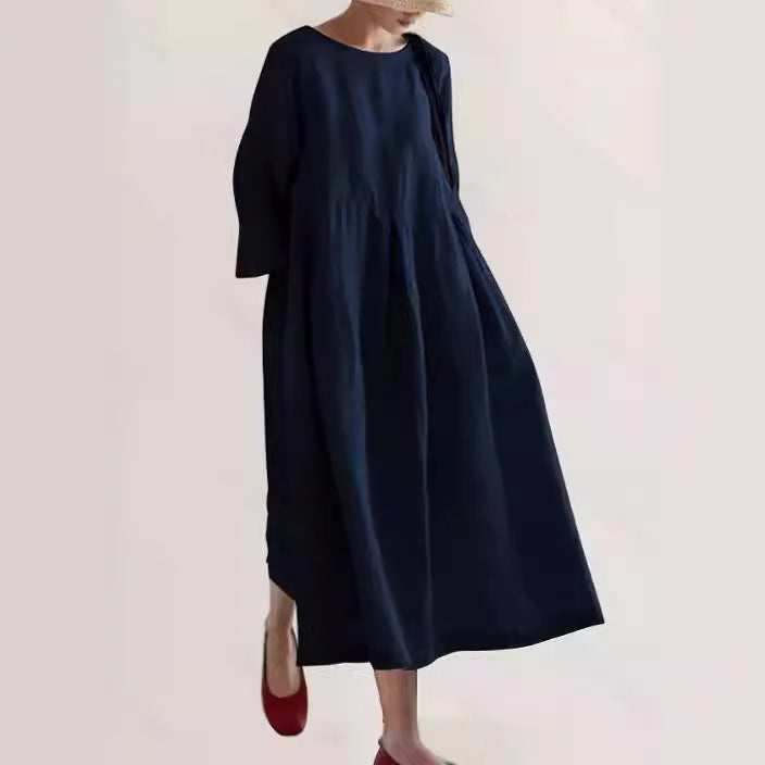 Ella - Robe en lin décontractée avec poches latérales