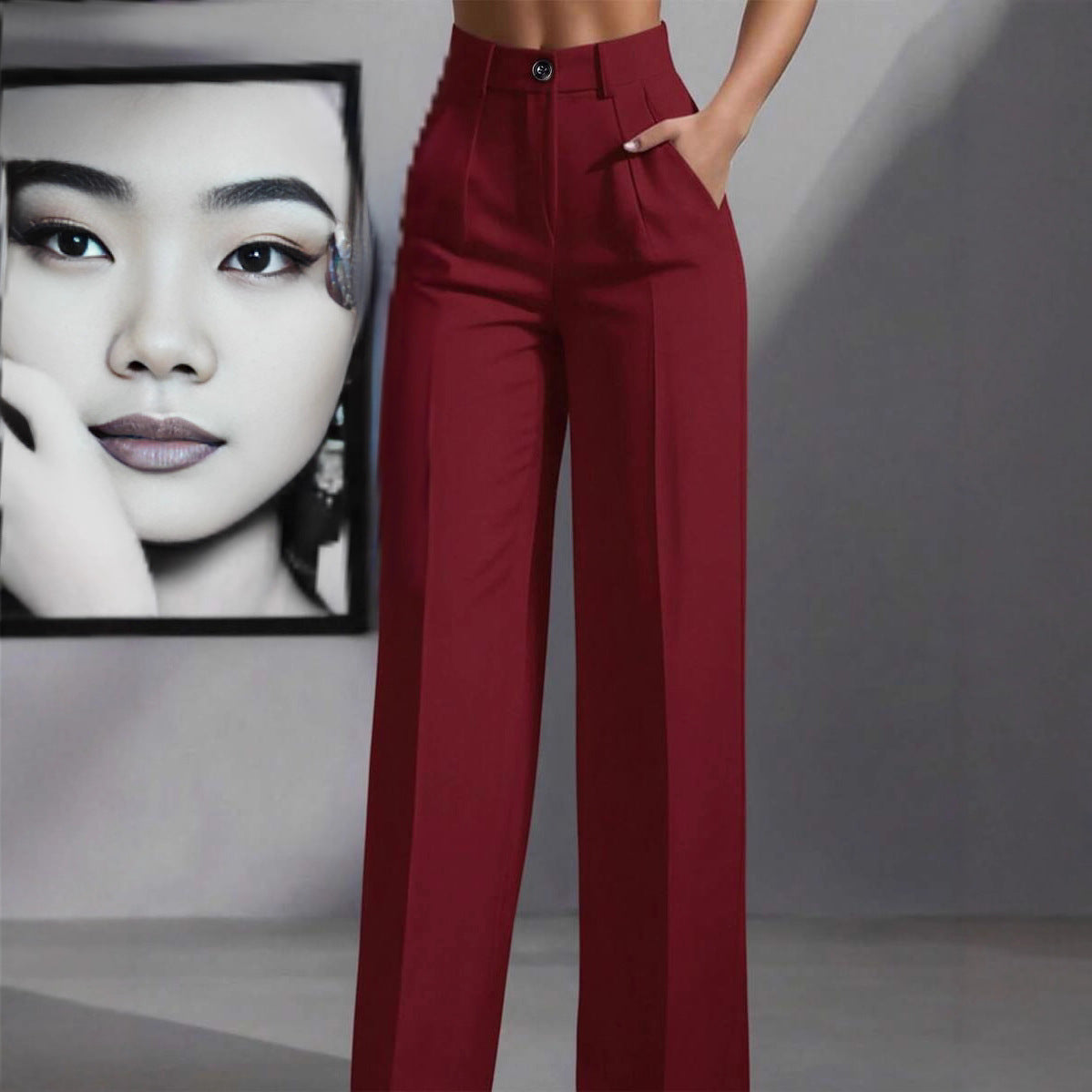 Pantalon Palazzo Stretch taille haute pour femmes avec plis marqués et poches Echoarchiv