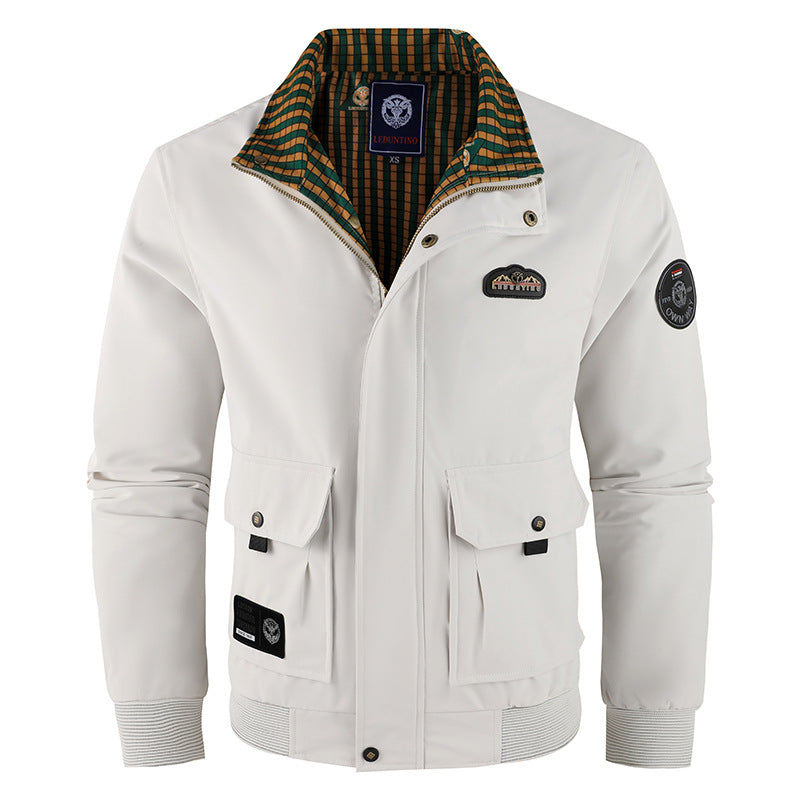 Veste bomber Harrington pour hommes, coupe-vent, avec doublure intérieure à carreaux contrastés, poches à rabat avec pression et poignets élastiques Echo Archiv