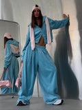 Ensemble Velours Oversize pour Femmes avec Sweat à Capuche Zippé Court et Pantalon à Plis Échoarchiv